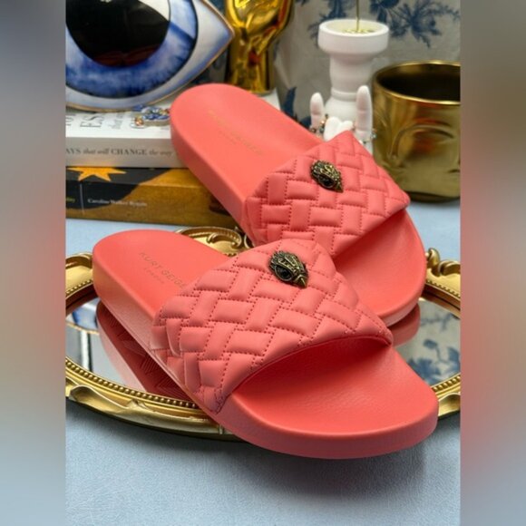 🆕 KURT GEIGER LONDON 🧿 NWOT Meena Eagle Quilted Slide, Salmon - Sz 40 US 9 - Picture 7 of 12